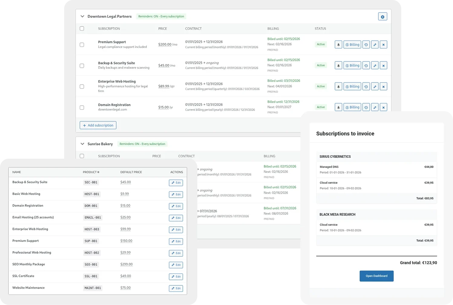 Wordpress susbcription manager plugin views